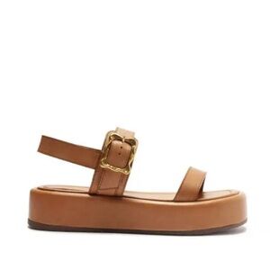 Schutz Wavy Ankle Strap Leather Platform Sandals 9.5